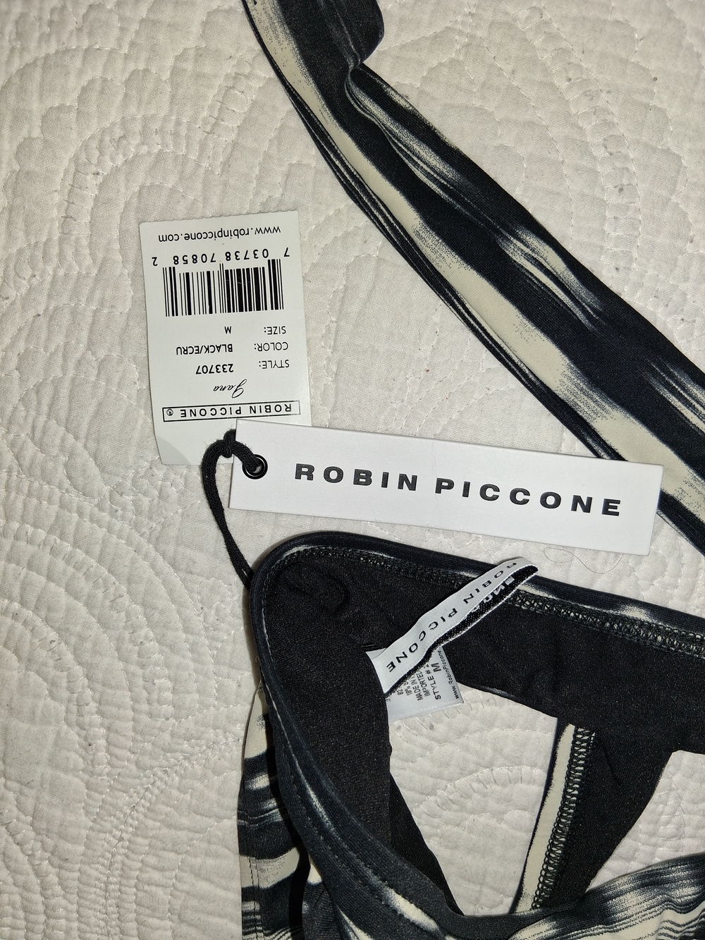 Robin Piccone Black & White Tie-Dye Bralette - Picture 4 of 6